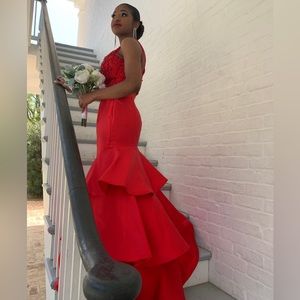 Red Two Piece Mermaid Prom Dress ✨